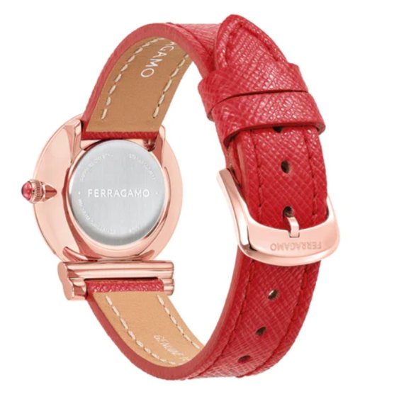 WOW! SALE! SALVATORE FERRAGAMO ROSEGOLD RED STRAP LADIES WATCH! main image 5